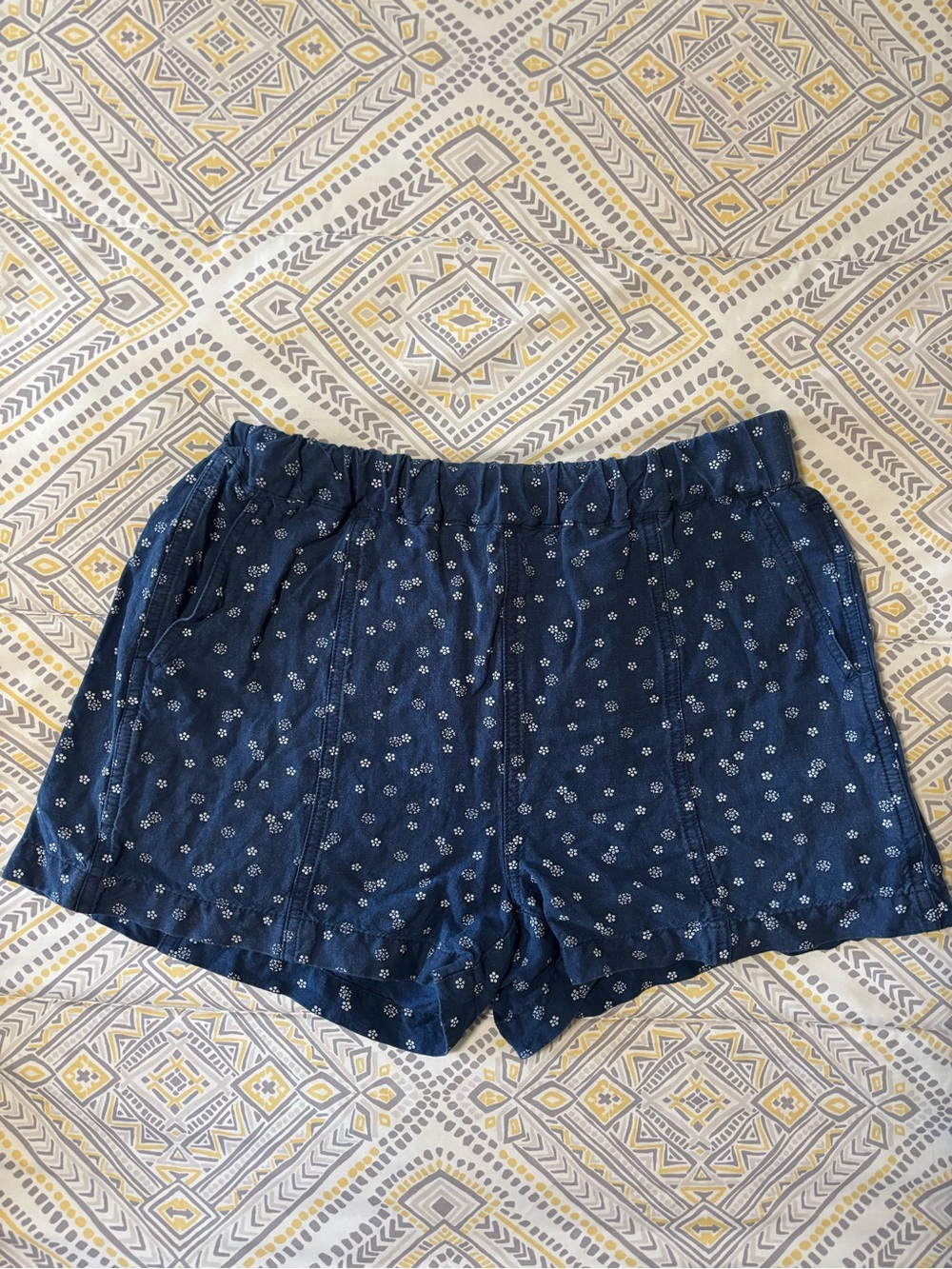 Madewell Navy Blue Printed Pull-On Shorts